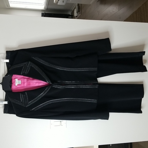 Cache Women's pantsuit leather edged trim sz 8 jacket sz 10 pants - Picture 1 of 9